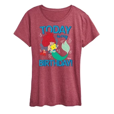Женская футболка Disney «Today Is My Birthday Ariel», бордовая