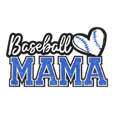 Термонашивка Alilang Baseball Mama с пайетками, большая