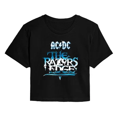 Женская - - Альбом Razors Edge -Укороченная футболка с коротким рукавом для юниоров с графическим принтом Укороченная футболка с графическим рисунком черного цвета