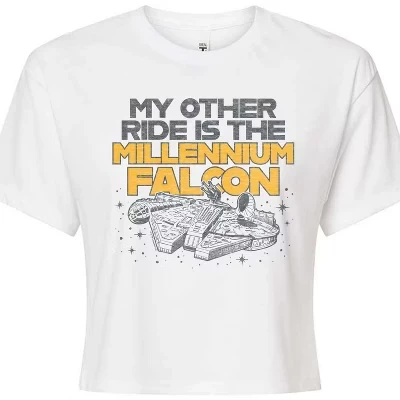 Women's -  - My Other Ride Millennium Falcon Cropped Graphic T-Shirt white