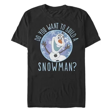 Мужская футболка Frozen «Олаф лепит снеговика», черная