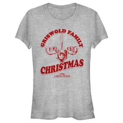 Женская футболка для рождественских каникул Griswold Family Moose от юниоров athletic heather
