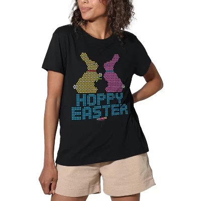 Женская свободная футболка LiteBrite Hoppy Easter черная черный