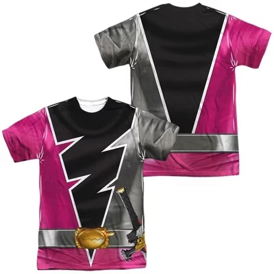 Мужская футболка с коротким рукавом Dino Fury Pink Ranger, белая