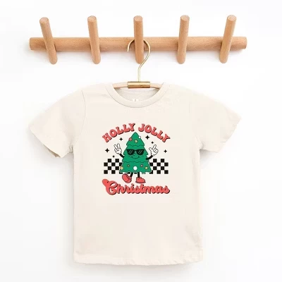 Молодежная футболка с коротким рукавом Holly Jolly Christmas Tree кремового цвета