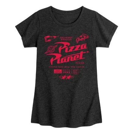Приталенная футболка из джерси Pizza Planet с коротким рукавом и рисунком heather black