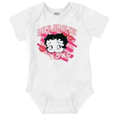 Боди-джемпер Betty Boop Eat Ya Heart Out XOXO Baby для девочек, лицензированный белый