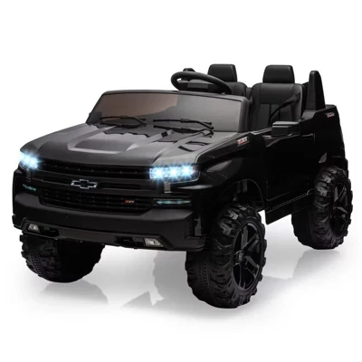 Детский грузовичок Chevy Silverado на 24 В, с двумя сиденьями, MP3-плеером, дистанционным управлением и светодиодной подсветкой, черный