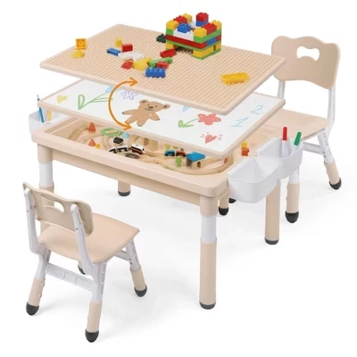 Набор детских столов и стульев, Детский игровой стол Lego Table для рисования kahki