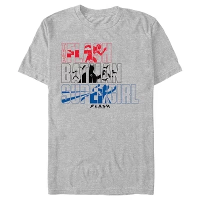 Мужская футболка с силуэтами супергероев The Flash athletic heather