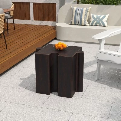 Ava Modern Patio Легкий бетонный модульный столик-головоломка для внутреннего дворика с вогнутыми краями из меди