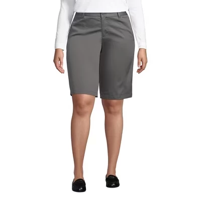 Женские шорты Lands End Chino с плоским передом, серые