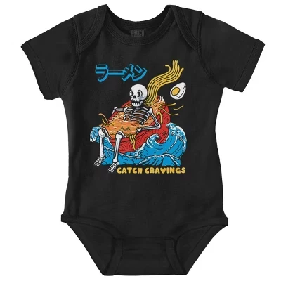 Детский комбинезон Skeleton Ramen Surf Catch Cravings для мальчиков или девочек черный