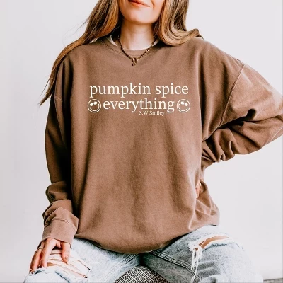 S.W.Smiley Pumpkin Spice Everything Легкая одежда, окрашенная толстовка эспрессо