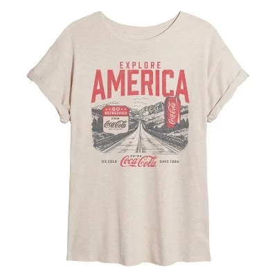 Женская футболка Explore America Coca-Cola с объемным рисунком birch