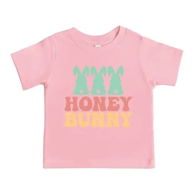 Футболка с короткими рукавами для малышей Honey Bunny Bunny Tails розового цвета