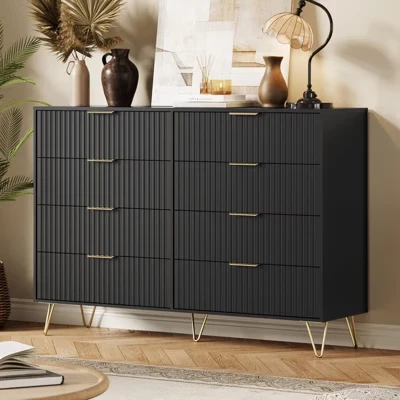 Комод COZONY с 8 ящиками, 140 см, черный
