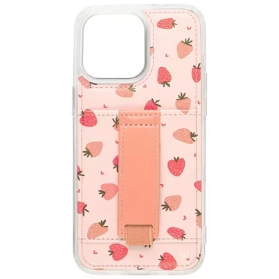 Чехлы Чехол для телефона iPhone 15 Pro с бумажником и ремешком для пальцев berry bliss