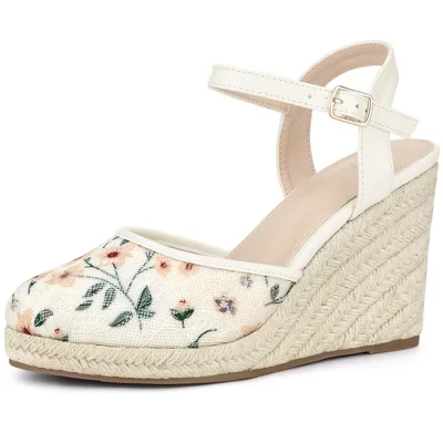 Женские босоножки BLISSFUL STEP на танкетке, белые