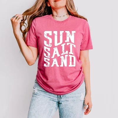 Sun Salt Sand Wavy - женская футболка с коротким рукавом малинового цвета