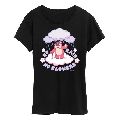 Женская футболка Lotso No Rain No Flowers с коротким рукавом и графическим рисунком, черная