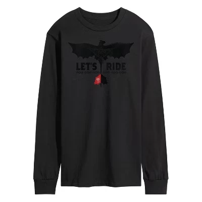Мужская футболка Lets Ride с длинным рукавом и графическим рисунком, черная