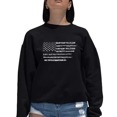 Женская толстовка с круглым вырезом Word Art - Glory Hallelujah Flag, черный