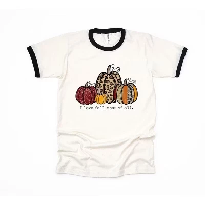 Женская футболка I Love Fall Most Of All с короткими рукавами и принтом Тыквы