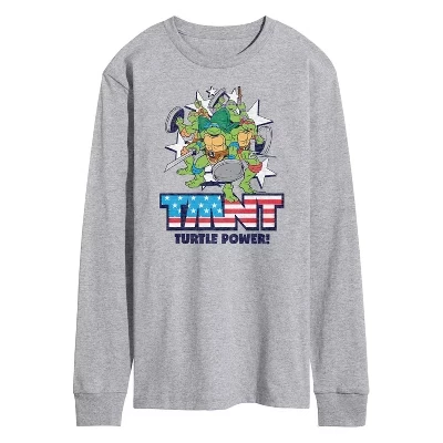 Мужская футболка Turtle Power Americana с длинным рукавом и графическим рисунком athletic heather