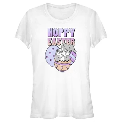 Женская пасхальная футболка Bugs Bunny Hoppy для юниорок белого цвета