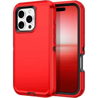 Чехол, совместимый с iPhone 16 Pro Max - Трехслойная сверхпрочная защита, красный
