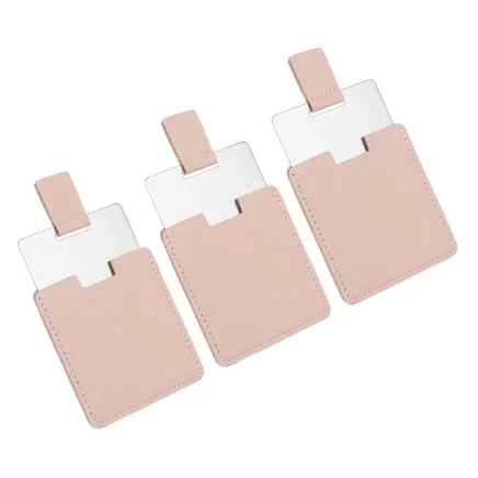 Зеркало Unique Bargains в кожаном чехле, 3 шт., розовое