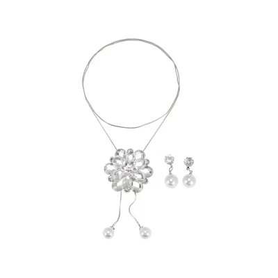 Колье Unique Bargains с подвеской-лепестком, серебристое
