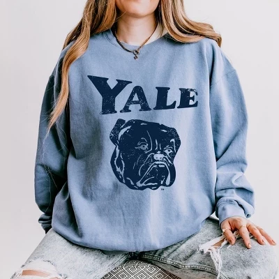 Yale Bulldog Distressed - Женская легкая одежда, окрашенная толстовка