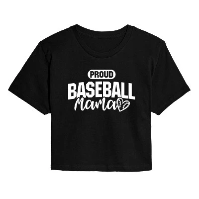 Женская футболка Proud Baseball Mama белого цвета с укороченным рисунком, черная