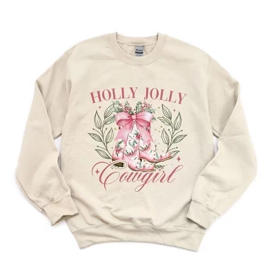 Женская толстовка с рисунком Holly Jolly Cowgirl Coquette dust