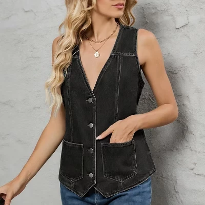 Женский джинсовый жилет Yesfashion, черный