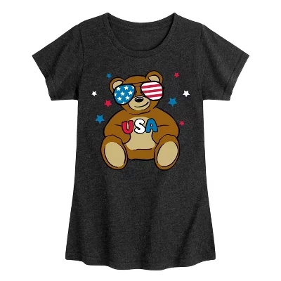 Красно-бело-синие солнцезащитные очки Teddy Bear USA, приталенная футболка с коротким рукавом и рисунком