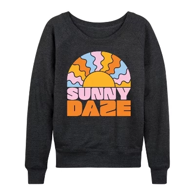 Женская рубашка Sunny Daze из легкого французского махрового полотна с широким вырезом и длинным рукавом с графическим рисунком heather charcoal