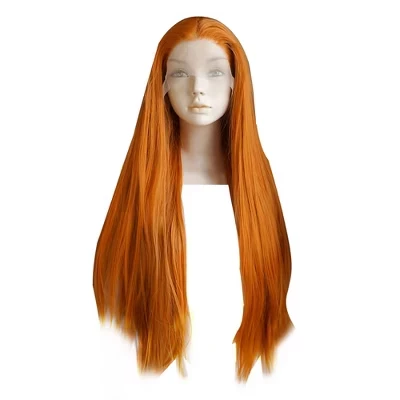 Женский парик Unique Bargains 24″ с кружевным фронтом, оранжевый