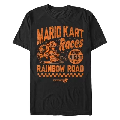 Мужская футболка Mario Kart Races Every Night, черная
