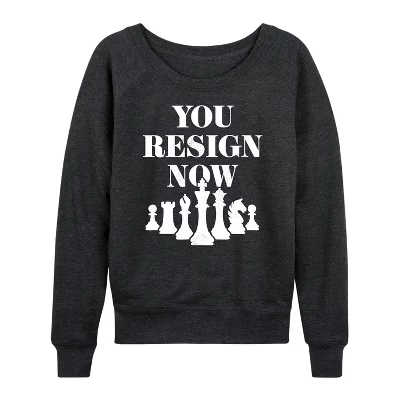 Женская рубашка - - Your Resign Now Легкая французская махровая рубашка с широким вырезом и длинным рукавом с графическим рисунком heather charcoal