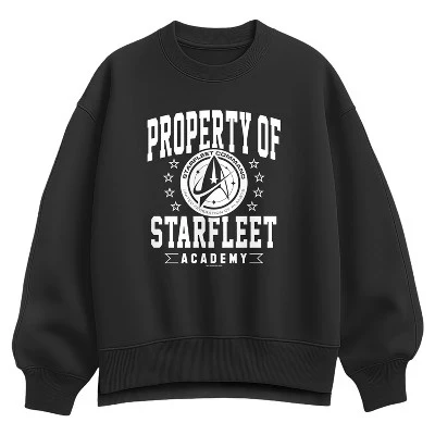 Женская толстовка из флиса большого размера Property of Starfleet Crew, принадлежащая Звездному флоту, черная
