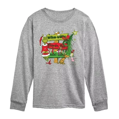 Футболка с рисунком Grinch Directions с длинным рукавом athletic heather