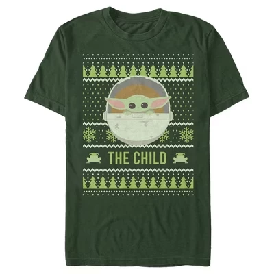 Men's  The Mandalorian The Child Ugly Christmas Frog T-Shirt green