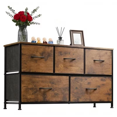 Комод SunnyFurn с 5 тканевыми ящиками, под дерево