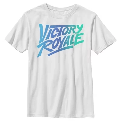 Футболка с градиентным логотипом Victory Royale для мальчика, белая