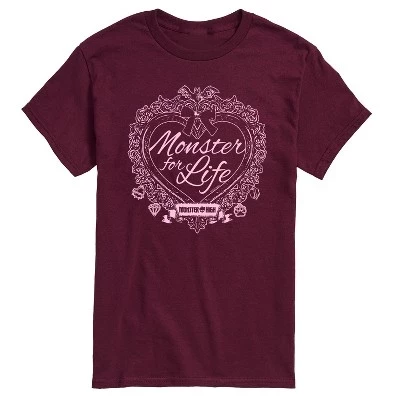 Мужская футболка Monster For Life Coquette с коротким рукавом и графическим рисунком темно-бордового цвета