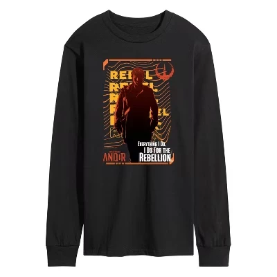 Мужская футболка с длинным рукавом Andor For The Rebellion с графическим рисунком, черная