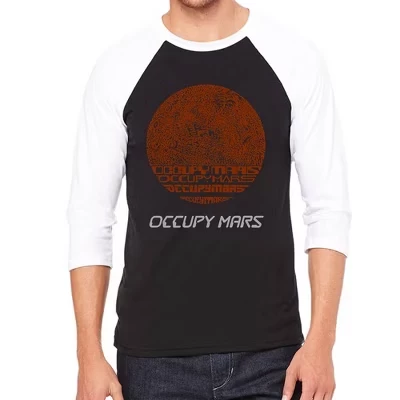Мужская футболка LA Pop Art Occupy Mars реглан, черная